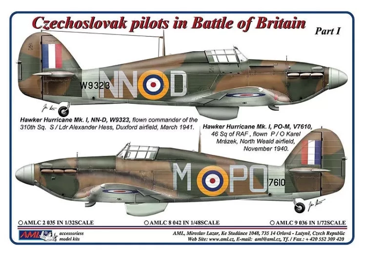 AML AMLC48042 Decals Czechoslovak pilots in Battle of Brit. 1/48