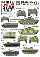 Star Decals 72-A1193 Iranian Tanks and AFVs # 3 NLA - National Liberation Army / Mujahedin Chieftain Mk 5, MT-LB, BMP-1, T-55, M577 Command Post 1/72