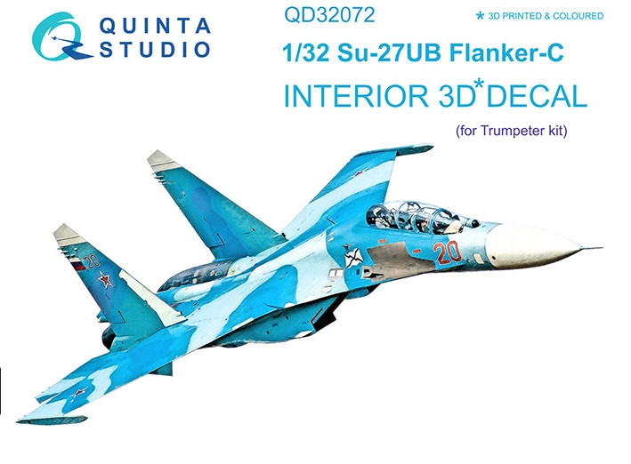 Quinta studio QD32072 Су-27УБ (для модели Trumpeter) 3D Декаль интерьера кабины 1/32