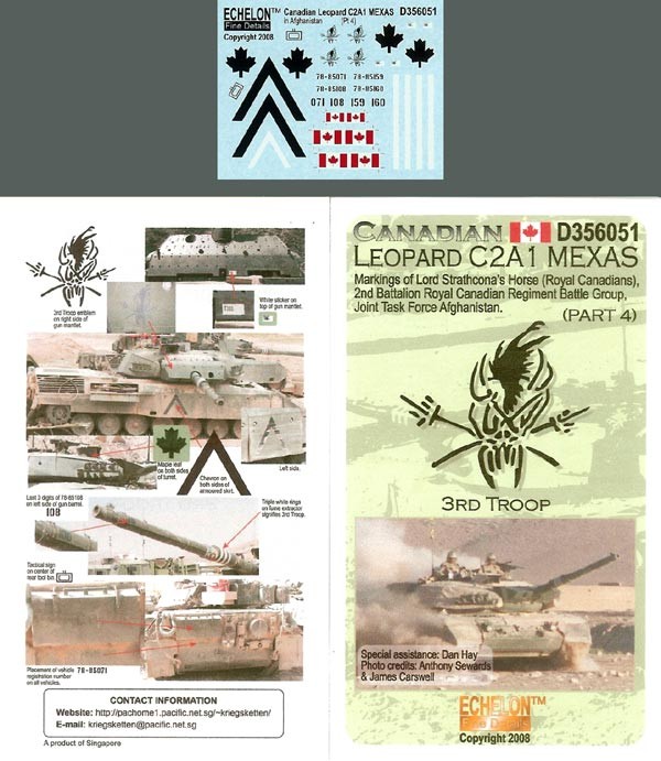 Echelon FD D356051 Canadian Leopard MBT C2A1 MEXAS markings (Pt4) 1/35
