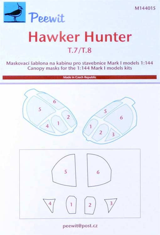 Peewit PW-M144015 1/144 Canopy mask Hawker Hunter T.7/T.8 (MARK 1)