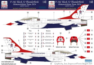 HAD E481016 Decal F-16C bl.52 Thunderbirds Dem.Team 2024 1/48
