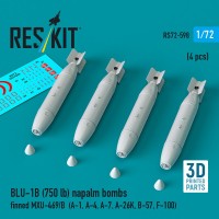 Reskit 72598 BLU-1B (750 lbs) napalm bombs MXU-469/B (4x) 1/72
