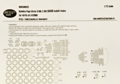 New Ware NWA-M0132 Mask HP Victor B.Mk.2 BASIC (AIRFIX A12008) 1/72