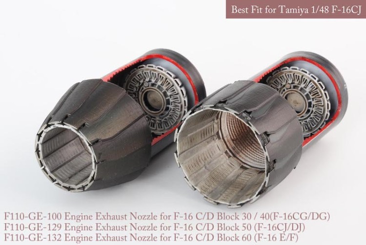 Mk1 Design MA-48063 Lockheed-Martin F-16C/F-16D Fighting Falcon Block 30/40/50/60 exhaust nozzle. Aftrer burner Set (opend+closed)	 1/48
