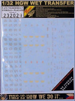 HGW 232029 STENCILS + PLACARD P-47D Thunderbolt (HAS) 1/32