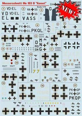 Print Scale 72-303 Messerschmitt Me 163B Komet (wet decals) 1/72