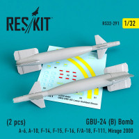Reskit RS32-0291 GBU-24 (B) Bomb (2 pcs)(A-6, A-10, F-14, F-15, F-16, F/A-18, F-111, Mirage 2000) Aademy, Revell, Trumpeter, Kitty Hawk, Tamiya, Hasegawa 1/32