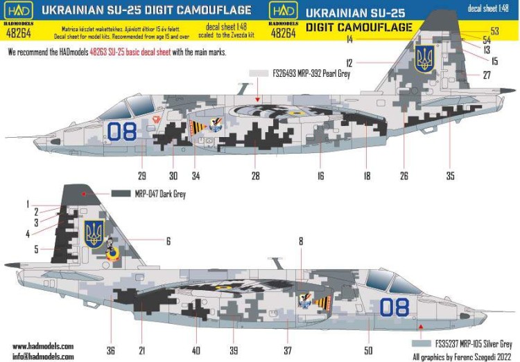 HAD 48264 Decal Su-25 Ukrainian Digit Camouflage Part 1 1/48