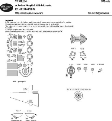 New Ware NWA-M0924 Mask de Havilland Mosquito B.XVI BASIC (AIRF) 1/72