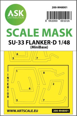 Art Scale 200-M48001 Sukhoi Su-33 Flanker-D Kabuki canopy frame paint masks (inside &amp; outside) 1/48