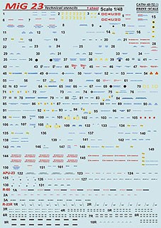 Print Scale 48-152 MiG-23 Technical stencils 1/48