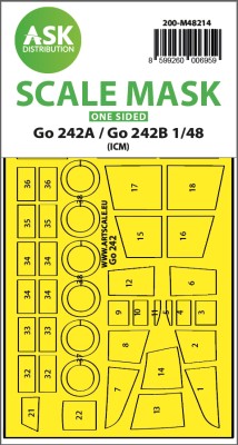 Art Scale 200-M48214 Gotha Go-242A / Go-242B wheels and canopy frame paint mask (outside only) 1/48
