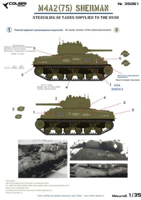Colibri decals 35061 M4A2 Sherman (75) w - Stencil Lend-Lease 1:35