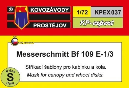 Kovozavody Prostejov EX037 Canopy&wheel mask Bf 109 E-1/3 1/72