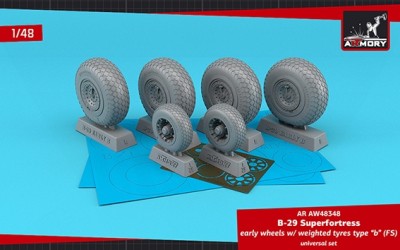 Armory ARAW48348 Boeing B-29 Superfortress early production wheels with weighted tyres type &quot;b&quot; 1/48
