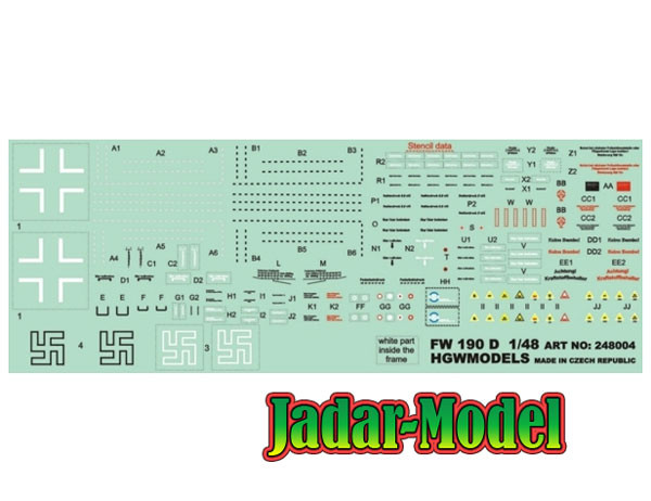 HGW 248004 Focke-Wulf Fw 190D STENCILS декаль 1/48