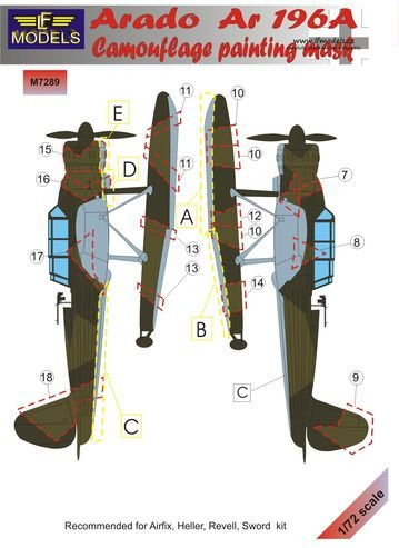 Lf Model M7289 Mask Arado Ar 196A Camouflage painting 1/72