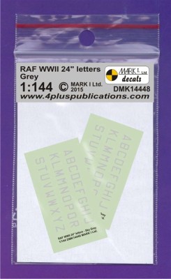 4+ Publications DMK-14448 1/144 Decals RAF WWII 24&quot; Grey letters (2 sets)