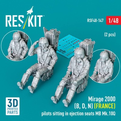 Reskit F48147 Mirage 2000 B/D/N (FRANCE) pilots in ej. seat 1/48