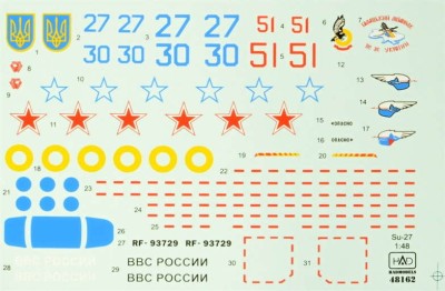 HAD 48162 Decal Su-27 Flanker B (4x camo) Part 1 1/48