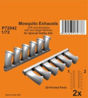CMK P72042 Mosquito Exhausts (with 2-stage Merlins) 1/72