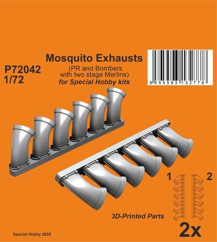 CMK P72042 Mosquito Exhausts (with 2-stage Merlins) 1/72