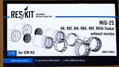 Reskit RSU72-0042 MiG-25 RB,RBT,BM,RBK,RBF exh.nozzles (ICM) 1/72