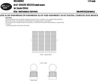 New Ware NWA-M0650 1/72 Mask SU-57 EXHAUST NOZZLES (ZVEZDA 7319)