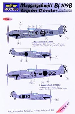 Lf Model C72233 Decals Bf 109B Legion Condor (AMG/HELL/AML) 1/72
