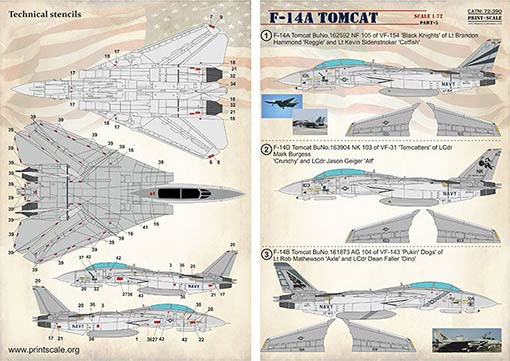 Print Scale 72390 F-14A Tomcat Part 3 (wet decals) 1/72