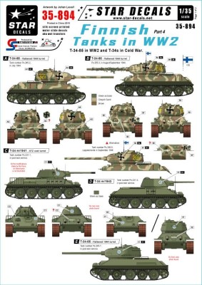 Star Decals STAR35894 Finnish Tanks in WWII (pt4). Soviet T-34-85 in WWII + T-34 in cold war 1/35