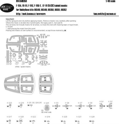 New Ware NWA-M0350 1/48 Mask F-111A,FB-111,F-111C,D/E, EF-111 BASIC