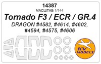 KV Models 14387 Tornado F3 / ECR / GR.4 (DRAGON #4582, #4614, #4602, #4594, #4575, #4606) + маски на диски и колеса AIRFIX EU 1/144
