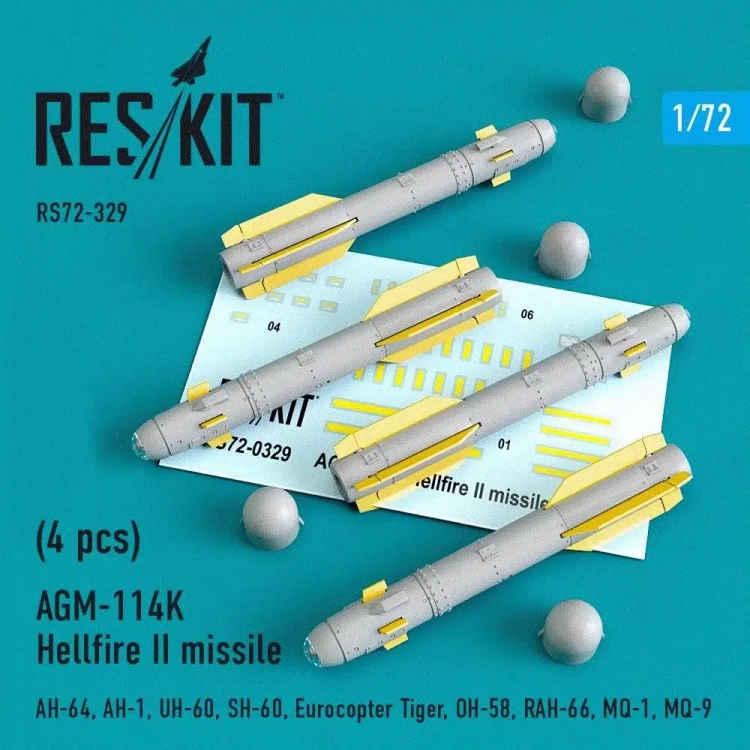 Reskit RS72-0329 AGM-114K Hellfire II missile (4 pcs.) 1/72