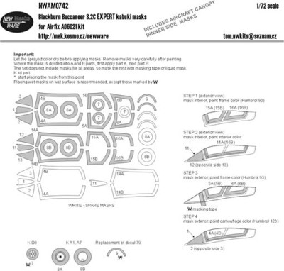 New Ware NWA-M0742 1/72 Mask Bl.Buccaneer S.2C EXPERT (AIRF 06021)