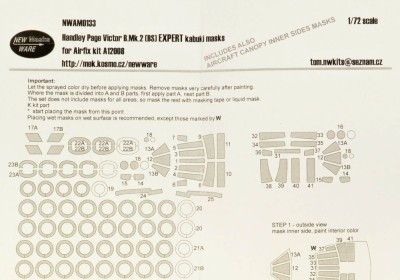 New Ware NWA-M0133 Mask HP Victor B.Mk.2 EXPERT (AIRFIX A12008) 1/72
