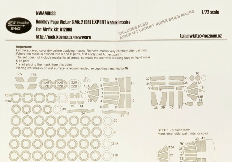 New Ware NWA-M0133 Mask HP Victor B.Mk.2 EXPERT (AIRFIX A12008) 1/72