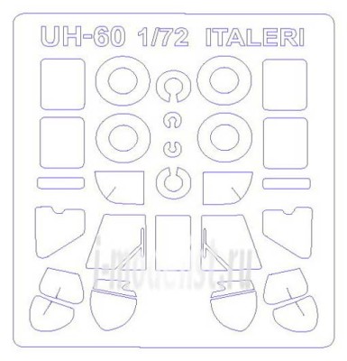 KV Models 72704 UH-60 Black Hawk/UH 60 Desert Hawk/UH-60A (ITALERI #025,#1328,#71025/REVELL #04940) + маски на диски и колеса ITALERI/Revell 1/72