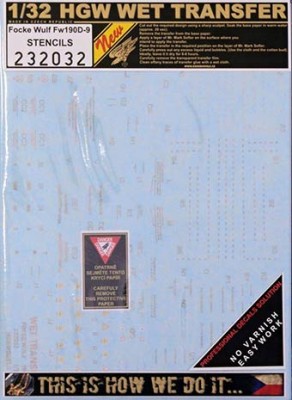 HGW 232032 STENCILS FockeWulf Fw 190 D-9 1/32