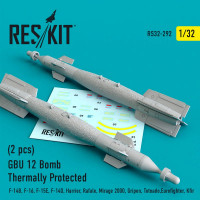 Reskit RS32-0292 GBU 12 Bomb Thermally Protected (2 pcs) (F-14B, F-16, F-15E, F-14D, Harrier, Rafale, Mirage 2000, Gripen, Totnado,Eurofighter, Kfir) Aademy, Revell, Trumpeter, Kitty Hawk, Tamiya, Hasegawa 1/32