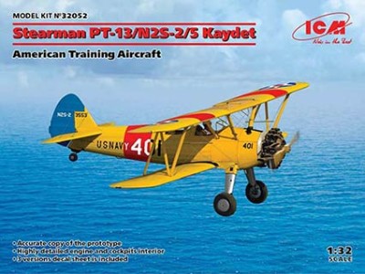 ICM 32052 Stearman PT-13/N2S-5 Kaydet, Американский учебный самолет 1/32