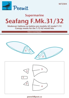 Peewit M72304 Canopy mask Seafang F.Mk.31/32 (AZ) 1/72