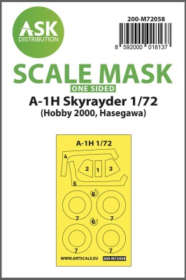 Art Scale 200-M72058 Douglas A-1H Skyraider one-sided painting (outside only) express mask 1/72