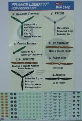 Kora Model DEC3205 France logotypes for propellers декали 1/32
