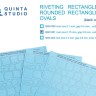 Quinta studio QRV-051 Клепочные ряды: прямоугольники и овалы (размер клепки 0.15 mm, интервал 0.6 mm, масштаб 1/48), черные 1/48