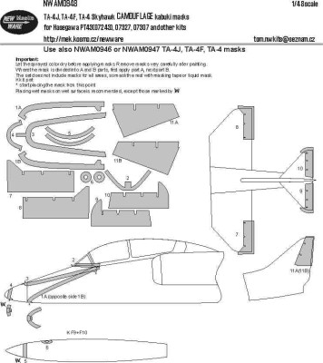 New Ware NWA-M0948 Mask TA-4J, TA-4F, TA-4 Skyhawk CAMOUFL (HAS) 1/48