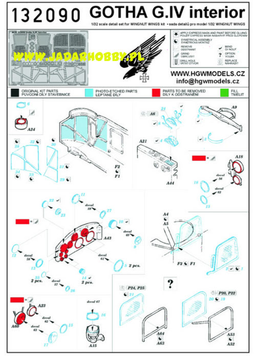 HGW 132090 Gotha G.IV Interior MG PE SET 1/32