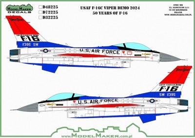 Model Maker Decals MD32225 USAF Lockheed-Martin F-16C Viper Demo 2024 50 Years of F-16 1/32