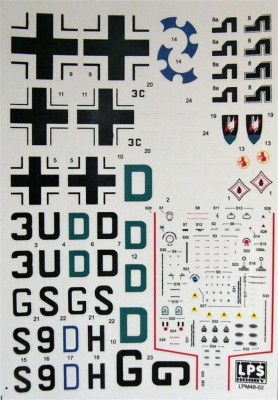 LPS Hobby LPM-48002 1/48 Bf 110D Decals&amp;Stencils (3x Luftwaffe camo)